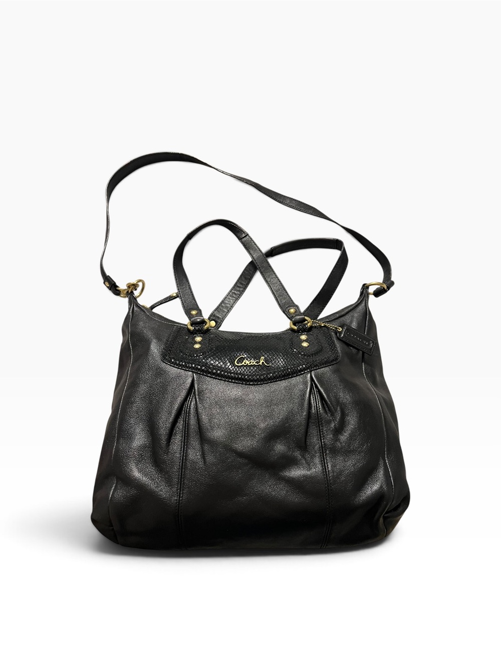Coach Large Black Leather Ashley Crossbody/Handbag F20104